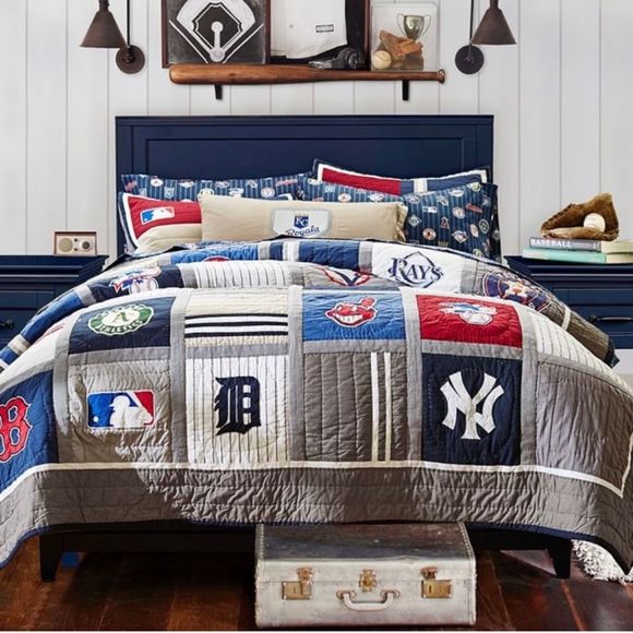 Pottery Barn Kids Teen MLB Baseball Quilt Blanket Twin Twins
